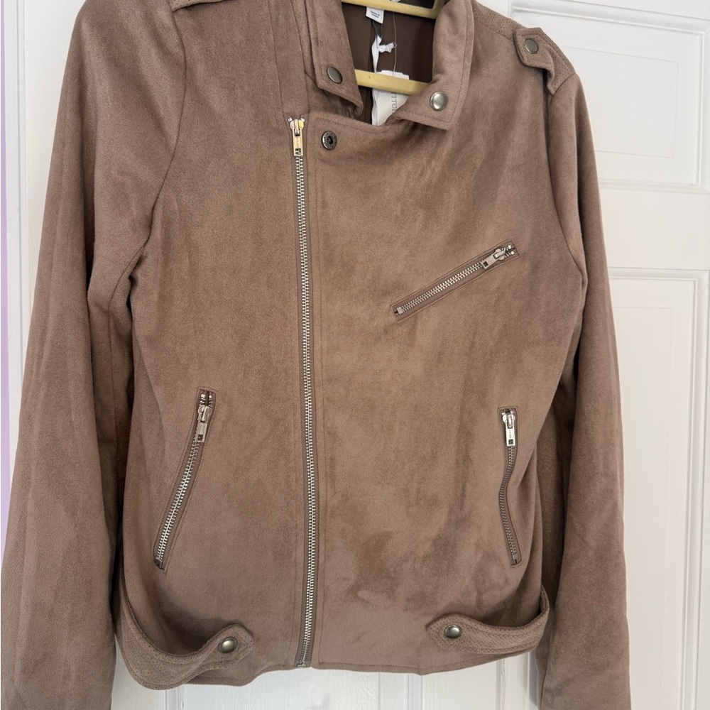Market & Spruce Taupe Leather Jacket